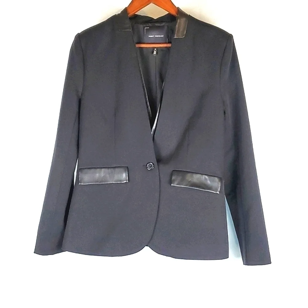 Robert Rodriguez Reece Blazer Smudge Black with‎ Faux Leather Accents